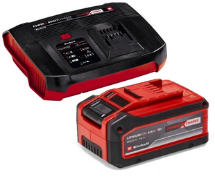 Комплект Einhell Power-X-Change PLUS Multi-Ah Starter Kit акумуляторна батарея 18V 4-6Ah + зарядний пристрій Power-X-Boost Charger 6A 4512143 фото