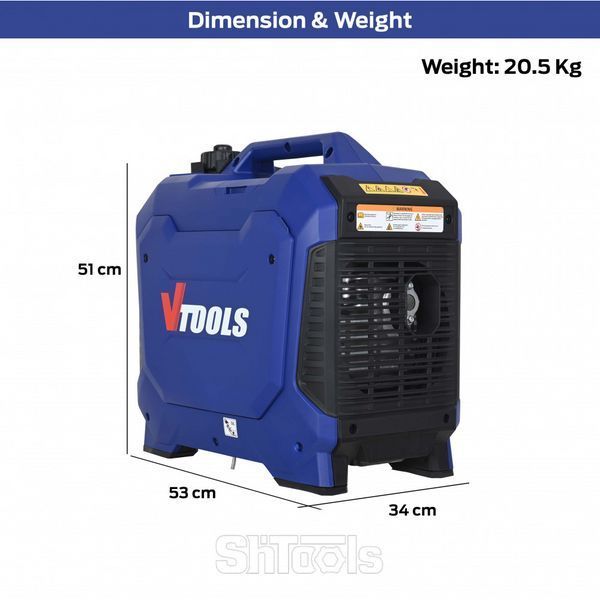 Инверторный бензиновый генератор VTOOLS 2000W VG2350IS 99911999 фото