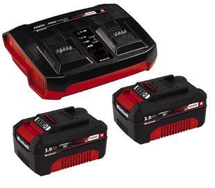 Комплект Einhell Power-X-Change Twincharger Kit 2 акумуляторні батареї 18V 3Ah + зарядний пристрій 3A 4512083 фото
